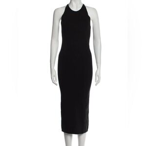 A.L.C. Black Ribbed Racerback Body-con Halter Midi-Maxi Dress Women’s Small EUC‎